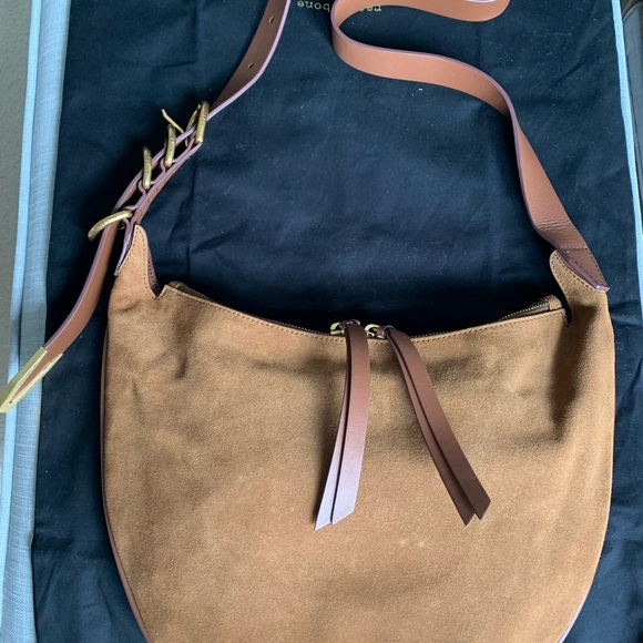 rag & bone Brown Suede Crescent Hobo with Dark Brown Leather Strap - Picture 6 of 9